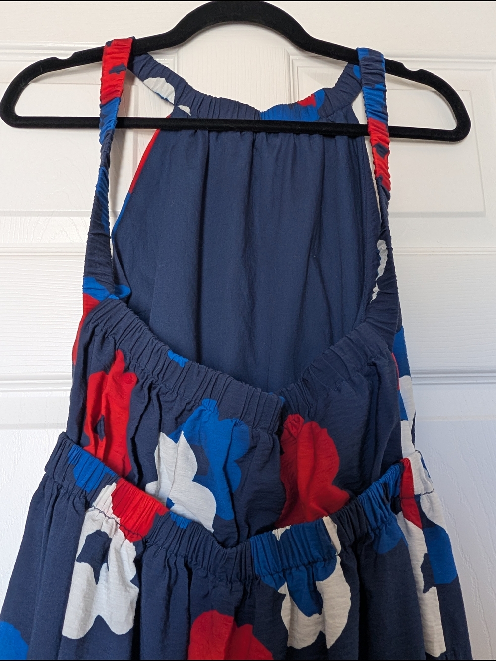 Banana Republic Navy Floral Halter Maxi Dress with Red, Blue & White Flowers M - Picture 8 of 10